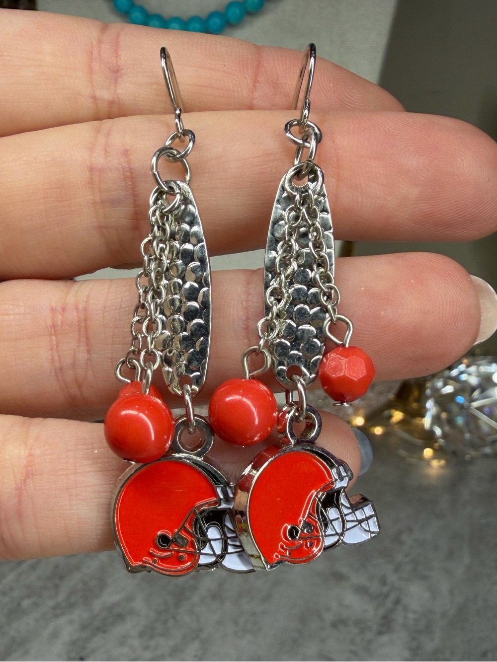 NFL Cleveland Browns Football Helmet Earrings Game Day Jewelry Tailgate